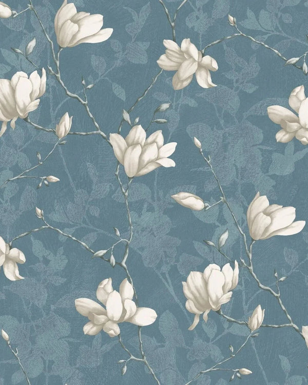Lilly Tree Petrol Wallpaper by Boråstapeter (10 metre roll)