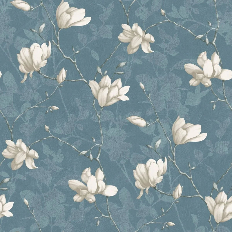 Lilly Tree Petrol Wallpaper by Boråstapeter (10 metre roll)