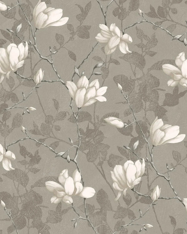Lilly Tree Soft Grey Wallpaper by Boråstapeter (10 metre roll)