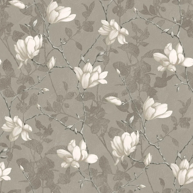 Lilly Tree Soft Grey Wallpaper by Boråstapeter (10 metre roll)