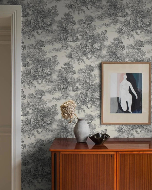 Toile de Jouy Black – by Boråstapeter