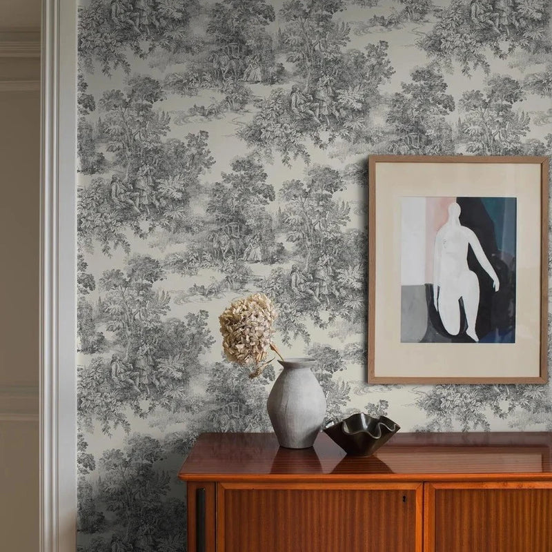 Toile de Jouy Black – by Boråstapeter