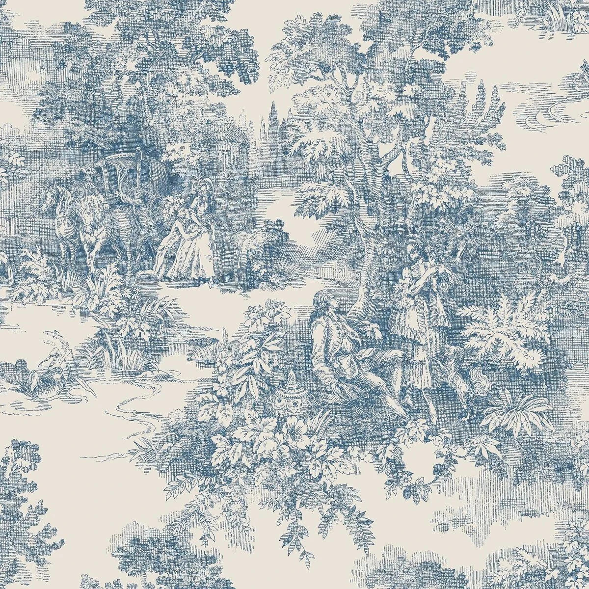 Boråstapeter Boråstapeter Wallpaper Toile de Jouy Blue – by Boråstapeter