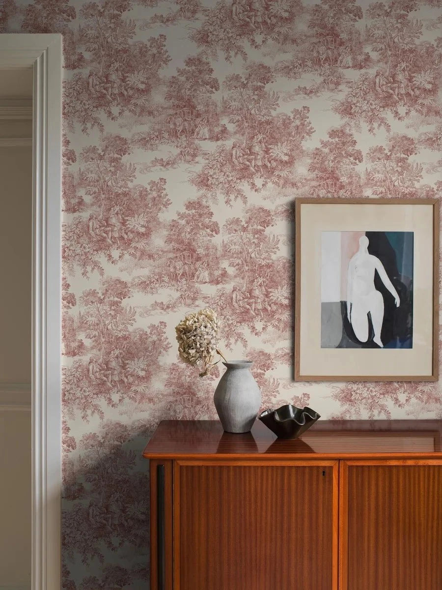 Boråstapeter Boråstapeter Wallpaper Toile de Jouy Red – by Boråstapeter