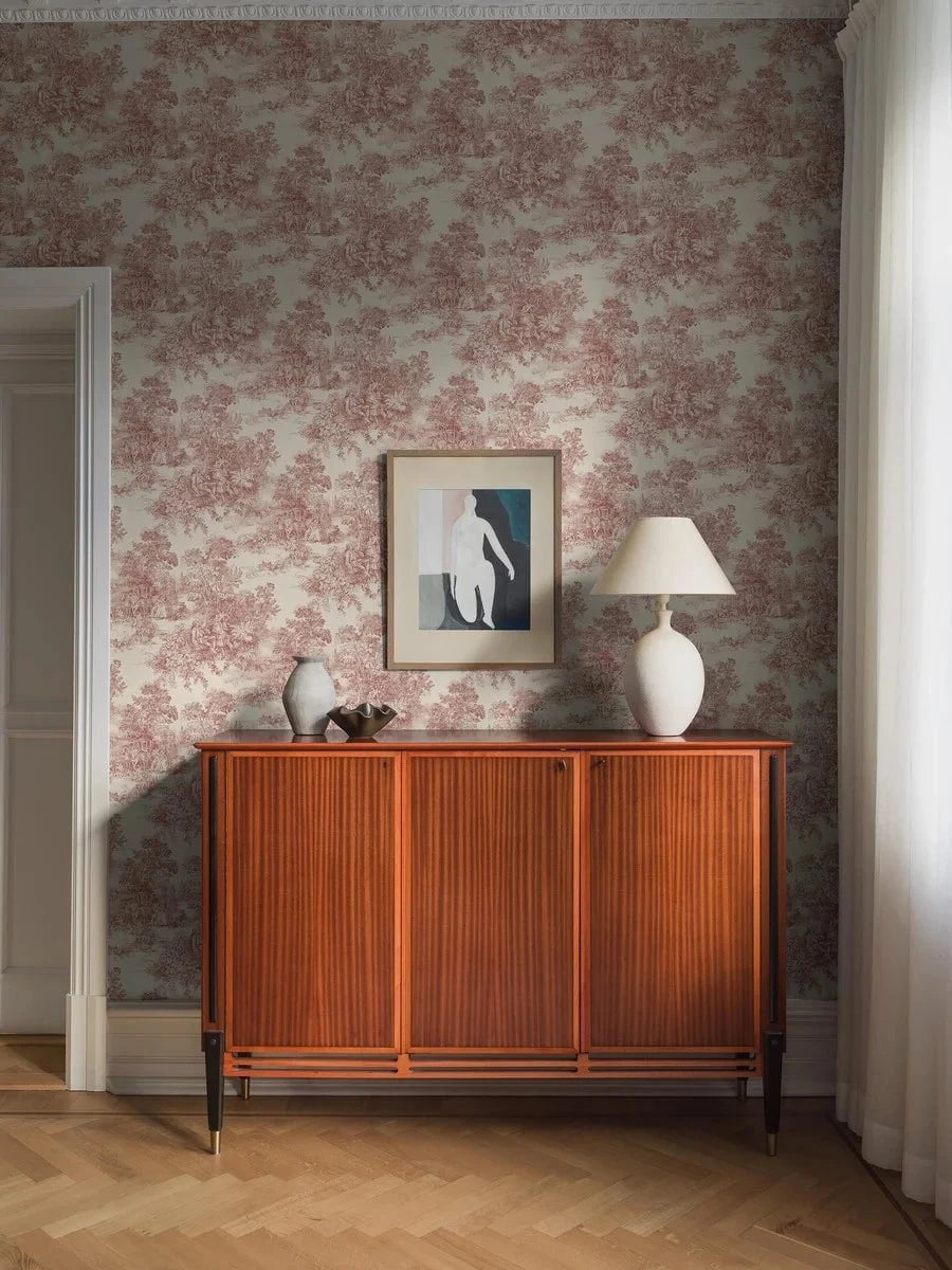 Boråstapeter Boråstapeter Wallpaper Toile de Jouy Red – by Boråstapeter