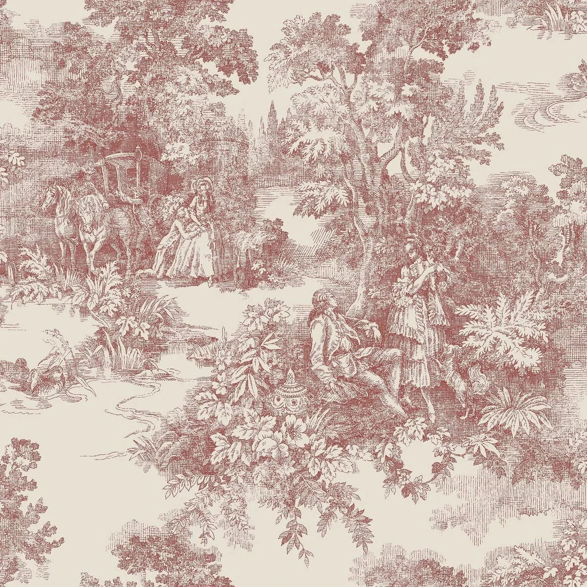 Boråstapeter Boråstapeter Wallpaper Toile de Jouy Red – by Boråstapeter