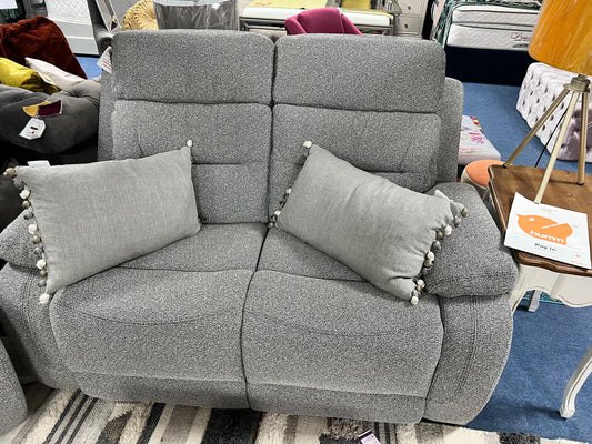 Brennans suite ZINC 2 Seater RECLINER  Sofa – Ivory/Grey – ( Salt & Pepper Fabric )