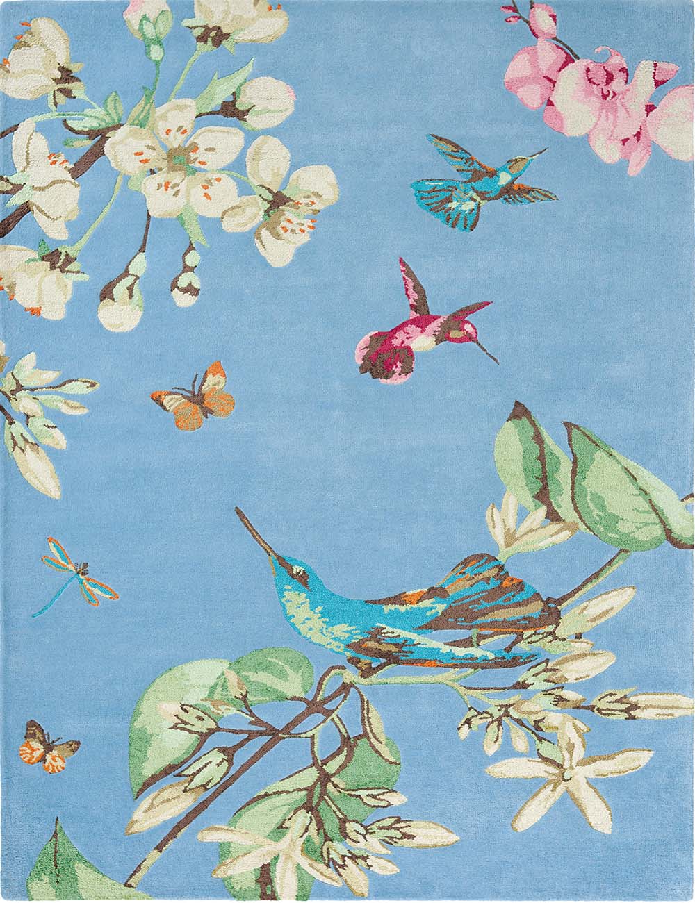 Brink & Campman Designer Rugs 120cm x 180cm / BLUE WEDGWOOD -  Hummingbird (3 Colours)