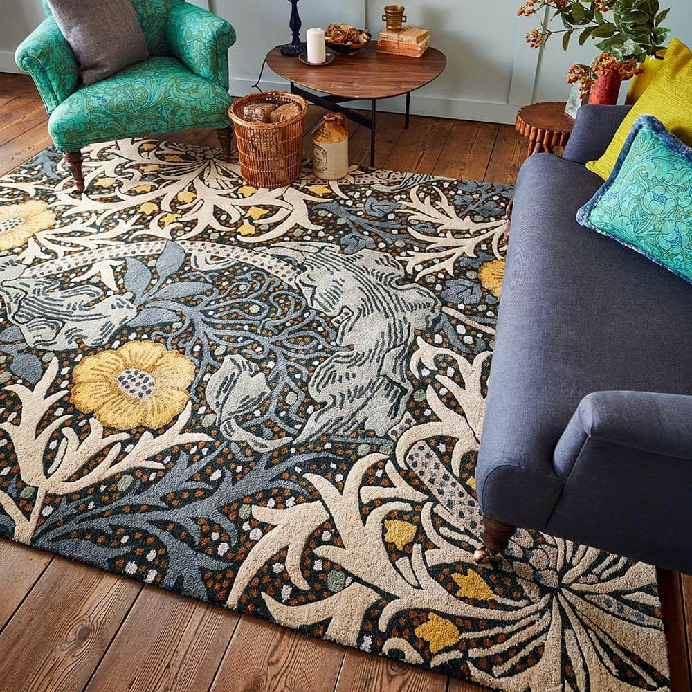 Brink & Campman Designer Rugs 140/200cm / Teal MORRIS & Co. Seaweed (available in Ink or Teal) by Brink & Campman