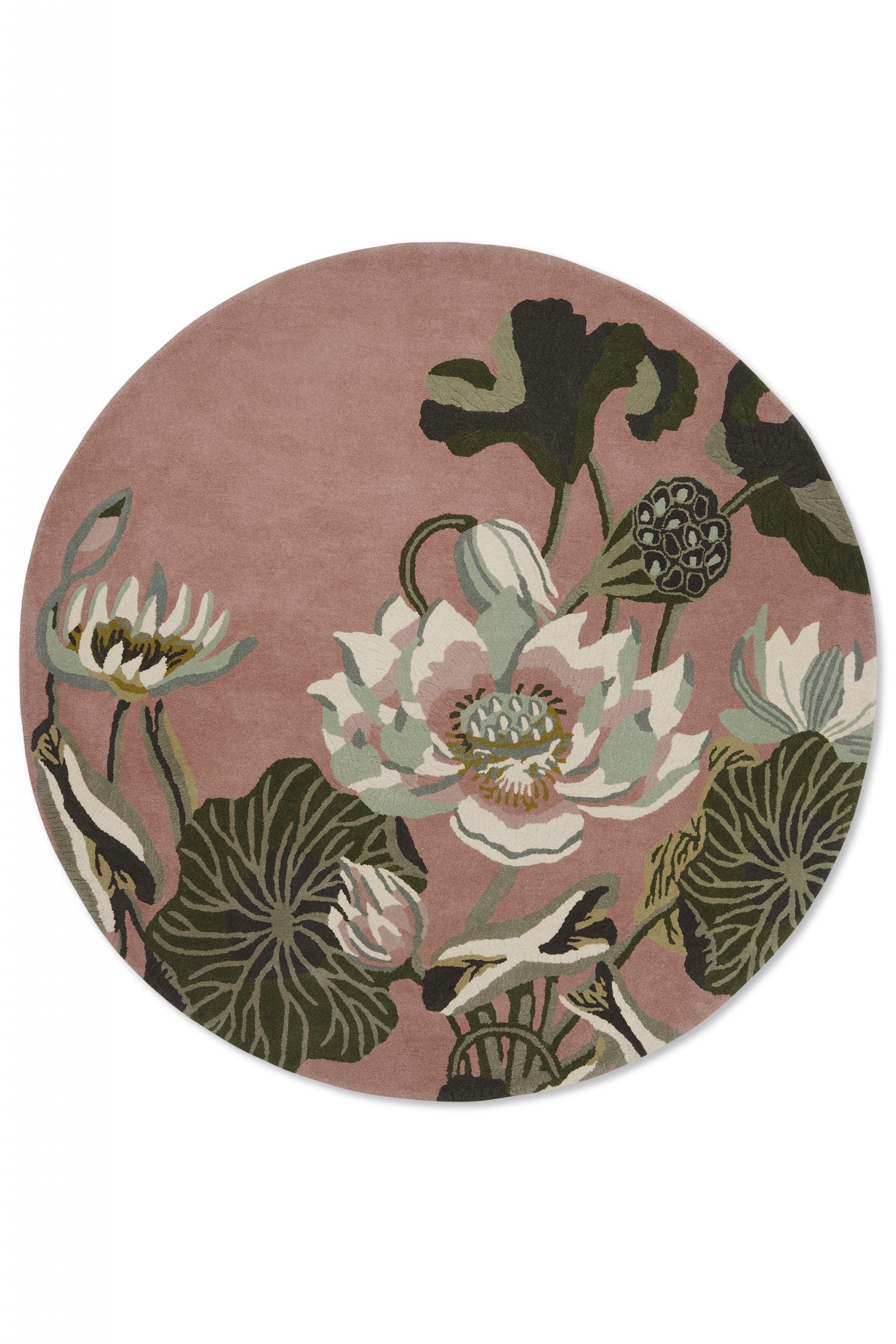 Brink & Campman Designer Rugs 150cm Round / Dusty Rose WEDGWOOD -  Water Lilly  (2 Colours)