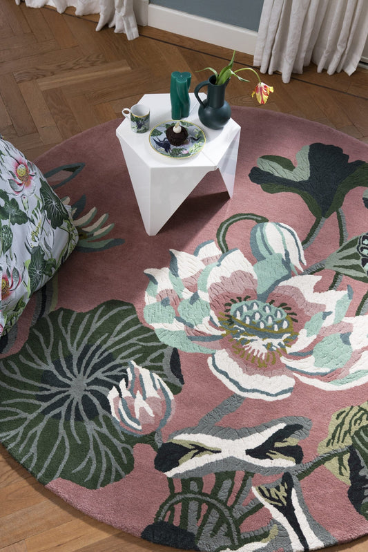 Brink & Campman Designer Rugs 200cm Round / Dusty Rose WEDGWOOD -  Water Lilly  (2 Colours)