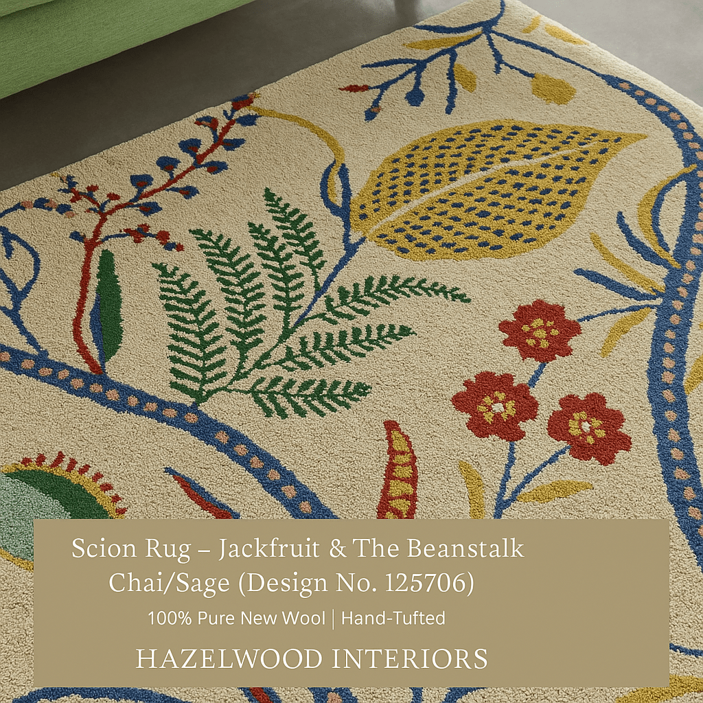 Brink & Campman Designer Rugs JACKFRUIT & THE BEANSTALK  Chai / Sage | Design No. 125706 by Scion