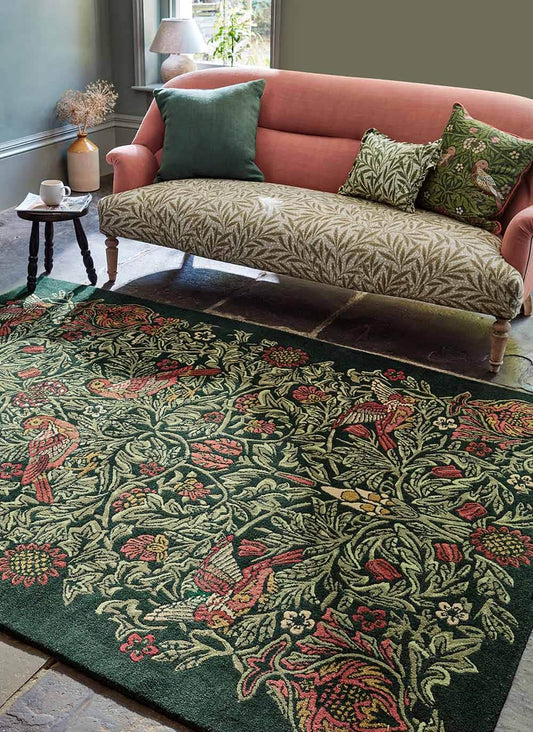 Brink & Campman Designer Rugs MORRIS & Co. Bird Pure Wool Rug (available in Thump Green or Webbs Blue) by Brink & Campman