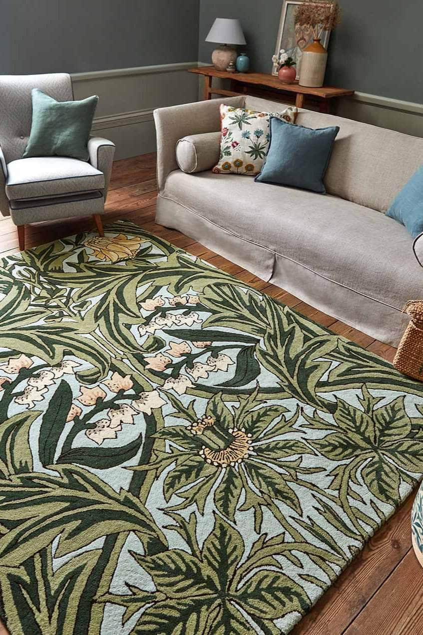 Brink & Campman Designer Rugs MORRIS & Co. Bluebell Leafy Arbor Green Rug by Brink & Campman