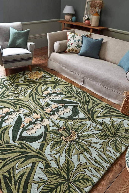 Brink & Campman Designer Rugs MORRIS & Co. Bluebell Leafy Arbor Green Rug by Brink & Campman