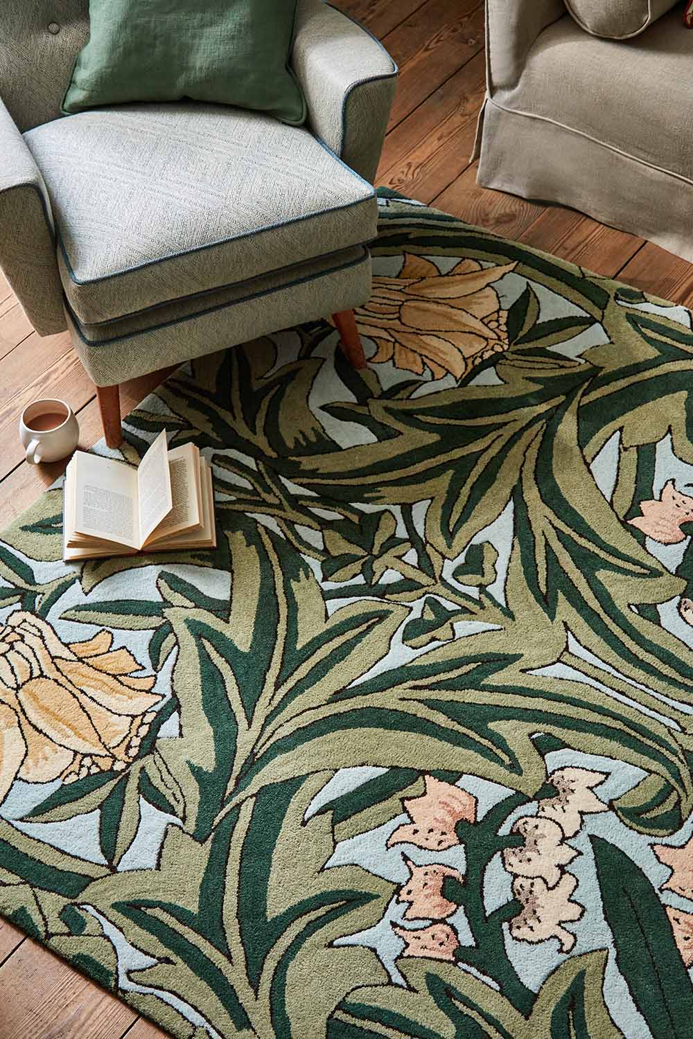 Brink & Campman Designer Rugs MORRIS & Co. Bluebell Leafy Arbor Green Rug by Brink & Campman