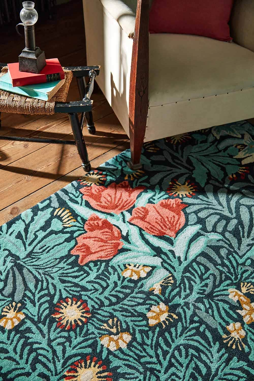 Brink & Campman Designer Rugs Morris & Co. Bower Pure Wool Rug (available in Indigo or Twining Vine Green) by Brink & Campman