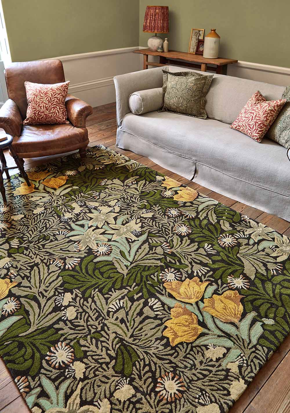 Brink & Campman Designer Rugs Morris & Co. Bower Pure Wool Rug (available in Indigo or Twining Vine Green) by Brink & Campman