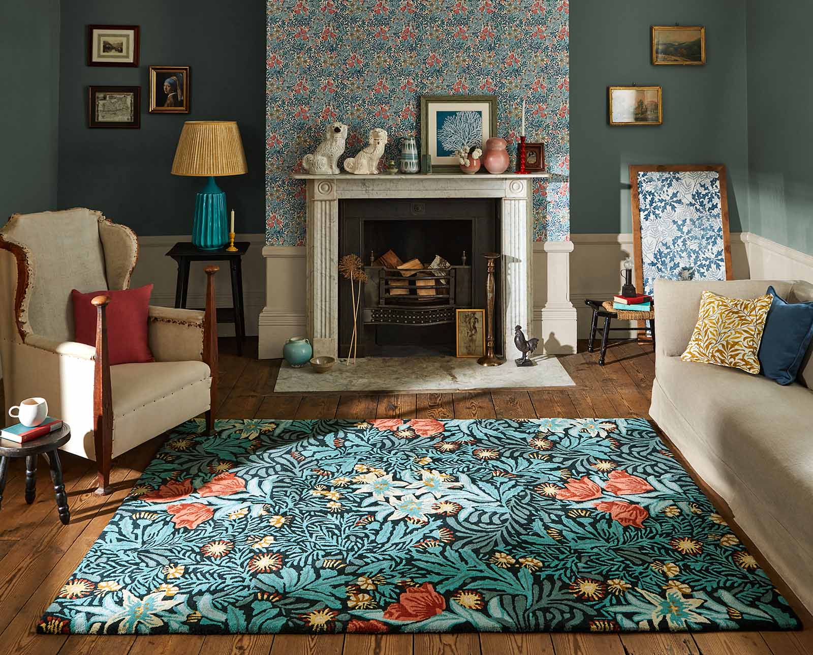 Brink & Campman Designer Rugs Morris & Co. Bower Pure Wool Rug (available in Indigo or Twining Vine Green) by Brink & Campman