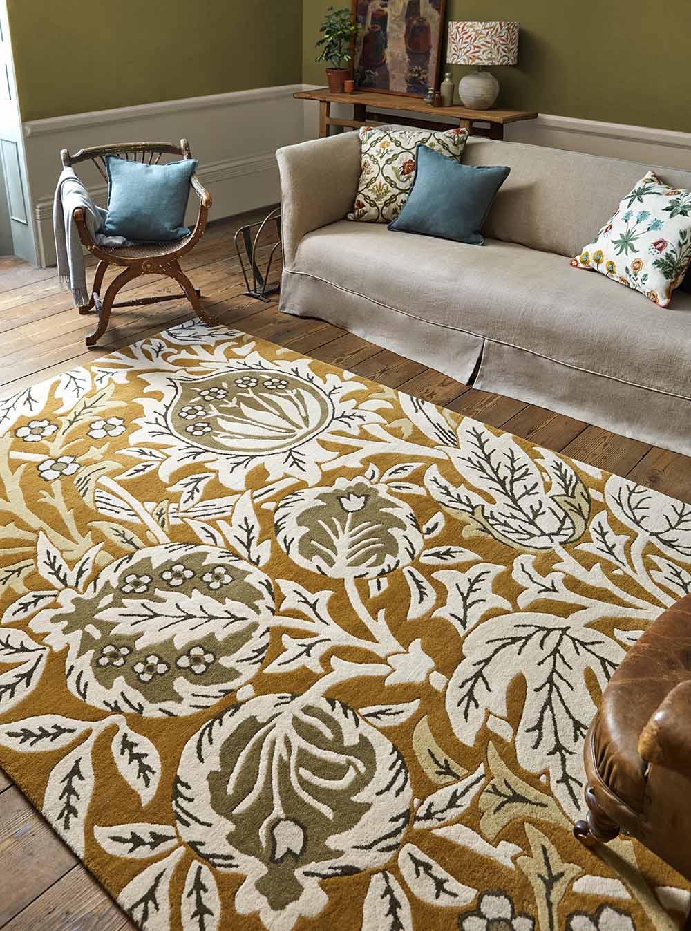 Brink & Campman Designer Rugs Morris & Co. Elmcote Gold Pure New Wool Rug by Brink & Campman