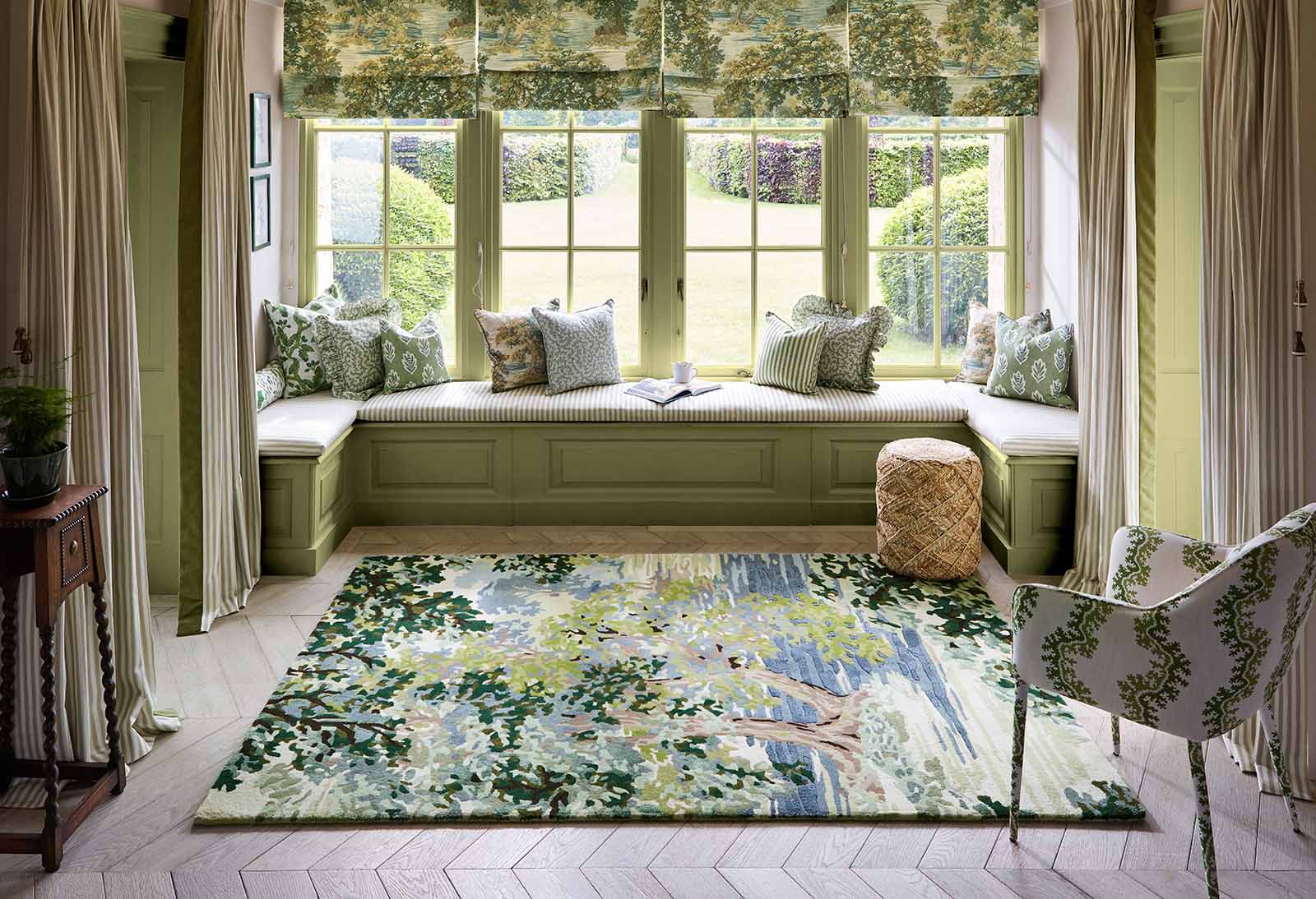 Brink & Campman Designer Rugs Sanderson Ancient Canopy Pure Wool/Viscose Rug (available in Fawn Olive Green or Forest Green) by Brink & Campman