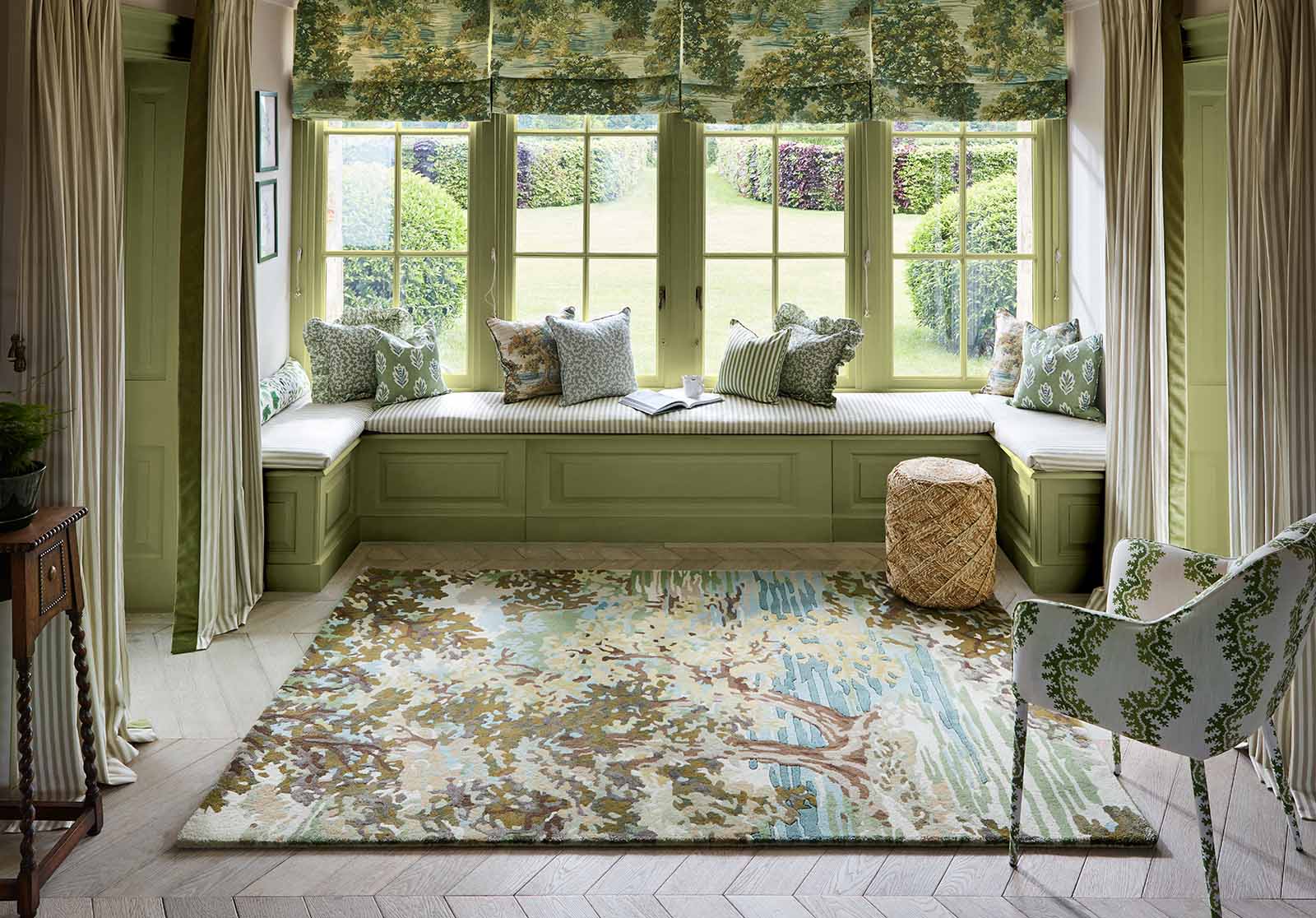 Brink & Campman Designer Rugs Sanderson Ancient Canopy Pure Wool/Viscose Rug (available in Fawn Olive Green or Forest Green) by Brink & Campman