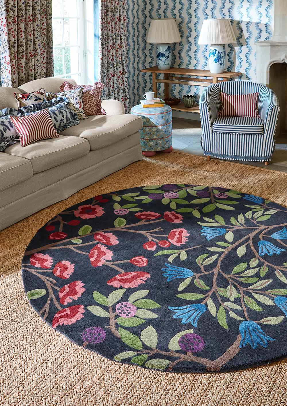 Brink & Campman Designer Rugs Sanderson Foraging Pure New Wool Rug in Indigo by Brink & Campman