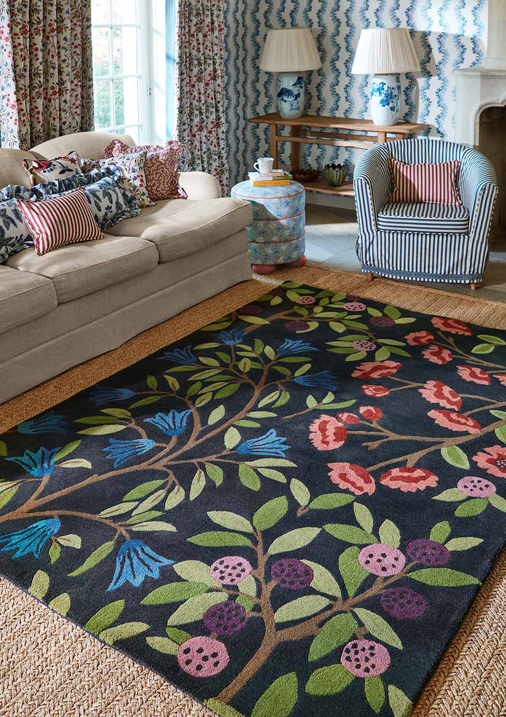 Brink & Campman Designer Rugs Sanderson Foraging Pure New Wool Rug in Indigo by Brink & Campman