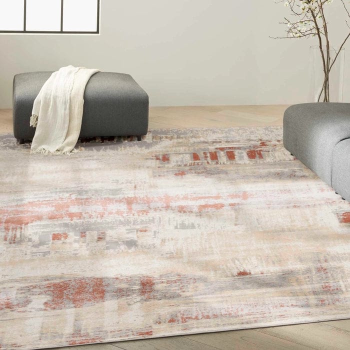 Calvin Klein (Nourison & Home) Designer Rugs 221cm x 160cm Calvin Klein ENCHANTING GREY/RUST by Nourison & Home