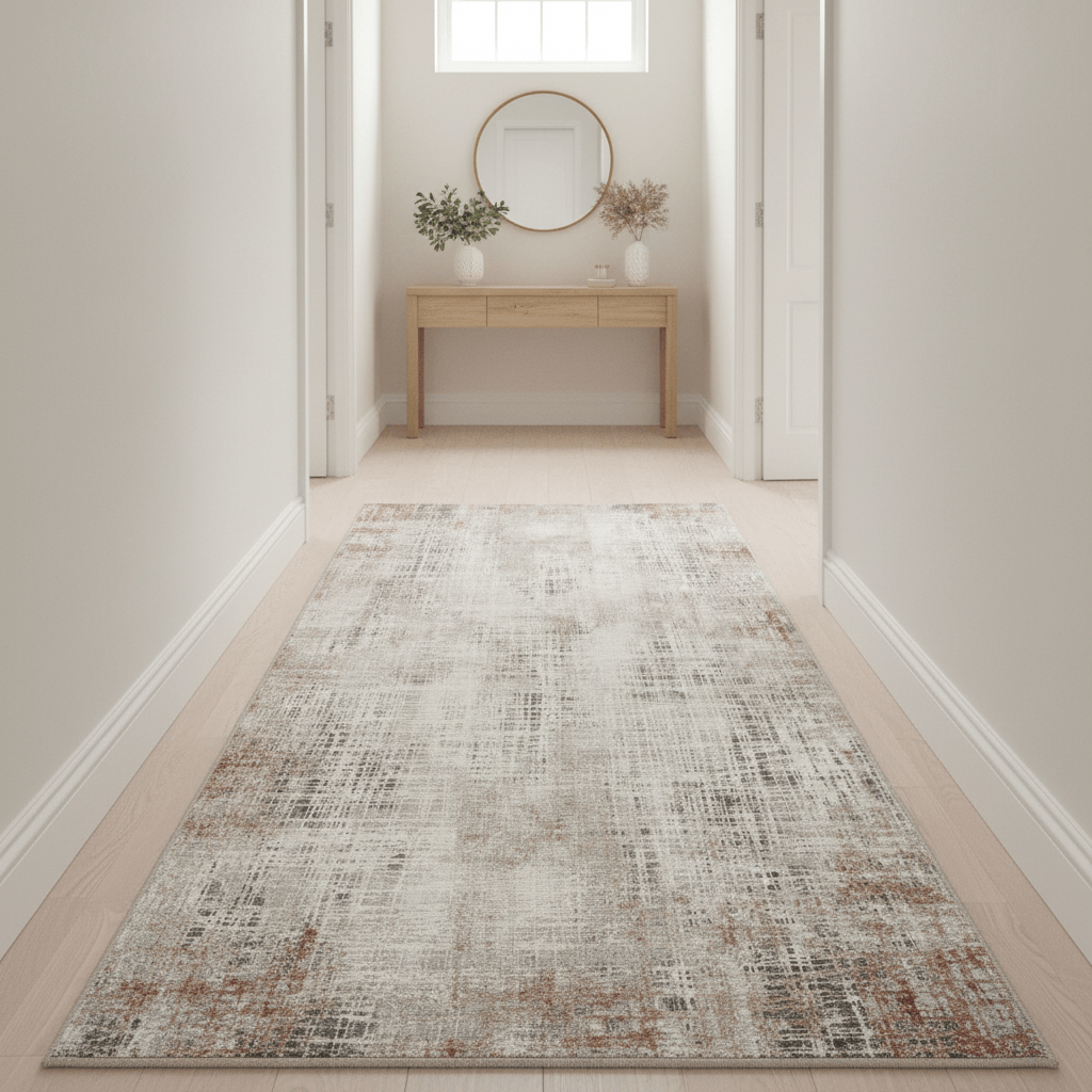 Calvin Klein (Nourison & Home) Designer Rugs 229 cm x 66 cm (7’6” x 2’2”) - Runner / Rust Multi CALVIN KLEIN INFINITY AREA RUG  by Nourison