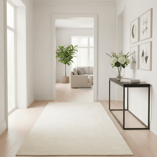 Calvin Klein (Nourison & Home) Designer Rugs 69 cm by 244 cm (2 ft 3 in by 8 ft) / Ivory CALVIN KLEIN LINEAR CK010 AREA RUG  by Nourison