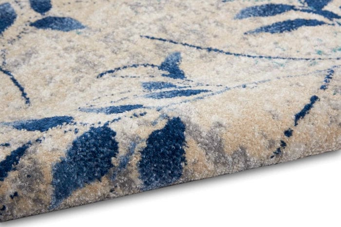 Calvin Klein (Nourison & Home) Designer Rugs Calvin Klein RIVER FLOW FLORAL BEIGE/NAVY by Nourison & Home