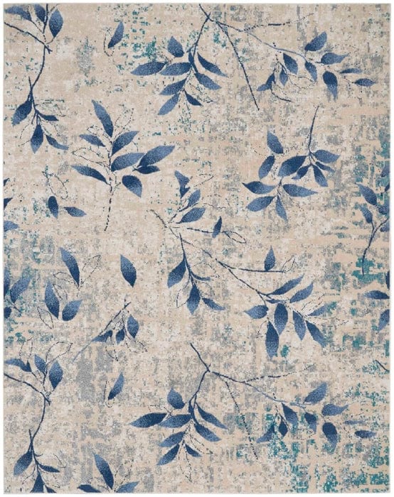 Calvin Klein (Nourison & Home) Designer Rugs Calvin Klein RIVER FLOW FLORAL BEIGE/NAVY by Nourison & Home