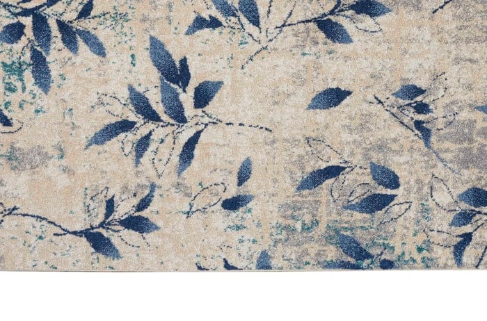 Calvin Klein (Nourison & Home) Designer Rugs Calvin Klein RIVER FLOW FLORAL BEIGE/NAVY by Nourison & Home