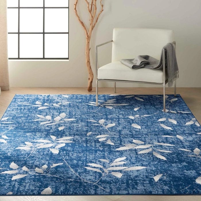 Calvin Klein (Nourison & Home) Designer Rugs Calvin Klein RIVER FLOW FLORAL Navy Ivory by Nourison & Home