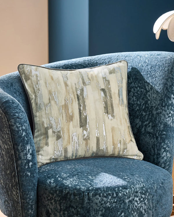 BLOCKS FOIL PRINTED VELVET CUSHION SILVER  by Clarke & Clarke