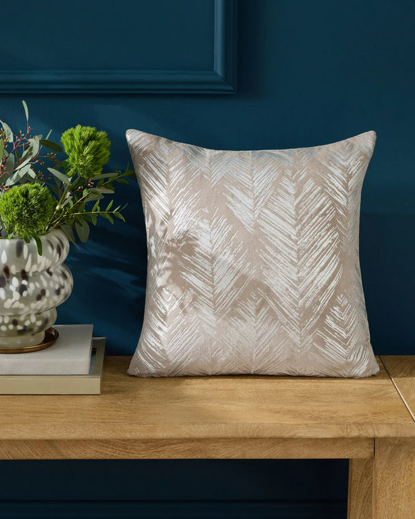 FOLIUS FOIL PRINTED VELVET CUSHION SILVER  by Clarke & Clarke