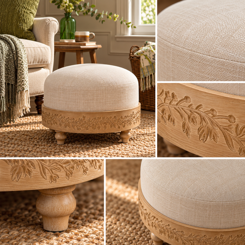 MABEL WOODEN FOOTSTOOL – OAK by Voyage Maison