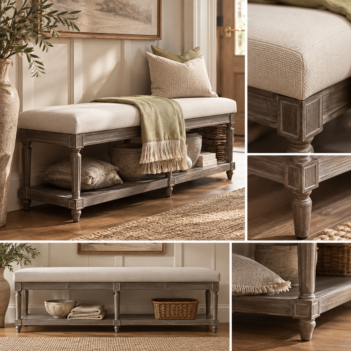 MATILDA BENCH NATURAL / STONE by Voyage Maison