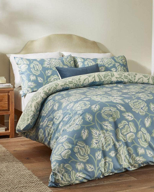 Duvet Day Camellia Printed Soft Touch Duvet Cover Set French Blue