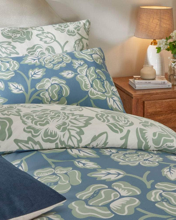 Duvet Day Camellia Printed Soft Touch Duvet Cover Set French Blue