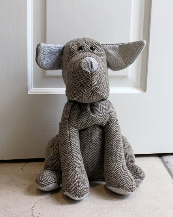 HERRINGBONE DOG NOVELTY DOOR STOP MOCHA by Paoletti