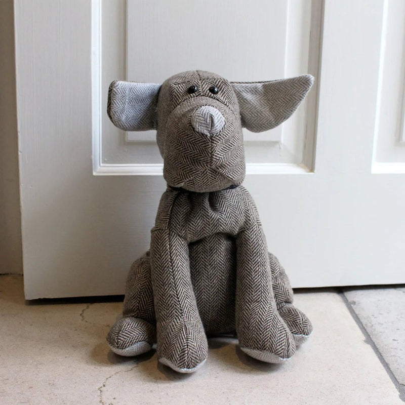 HERRINGBONE DOG NOVELTY DOOR STOP MOCHA by Paoletti