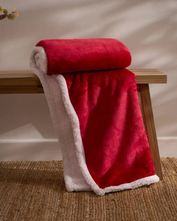 LUX SHERPA FLEECE THROW – CHARCOAL | RED by Essentials