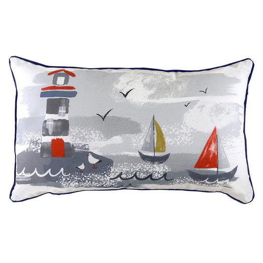 Evans Litchfield Cushions Lighthouse & Sailboats- feather filled Premium Nautical Cushion 30cm x 50cm in 2 designs by Evans Lichfield