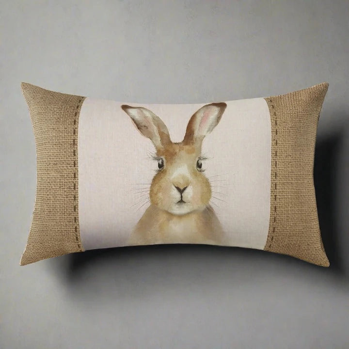Premium Hessian Hare Cushion by Evans Lichfield
