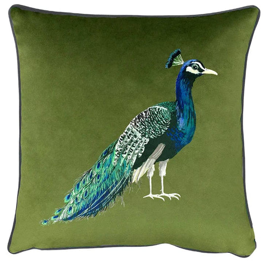 Evans Litchfield Cushions Premium Olive Peacock feather filled Cushion by Evans Lichfield