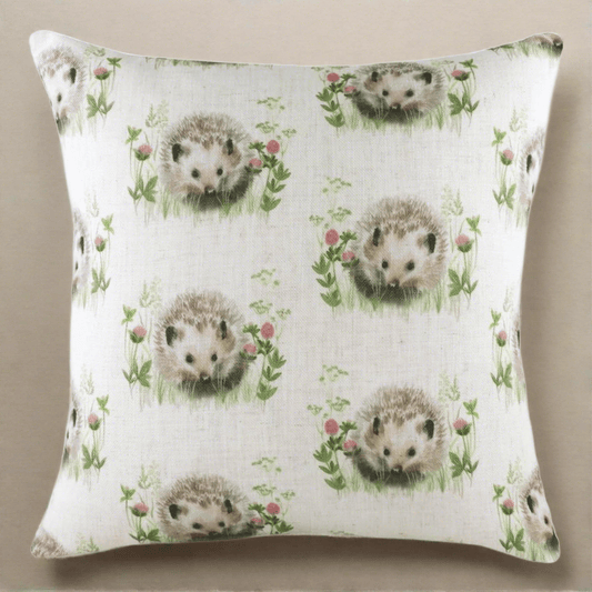 Evans Litchfield Interior Design Range Premium Hedgerow Hedgehog Repeat - duck feather filled Cushion by Evans Lichfield