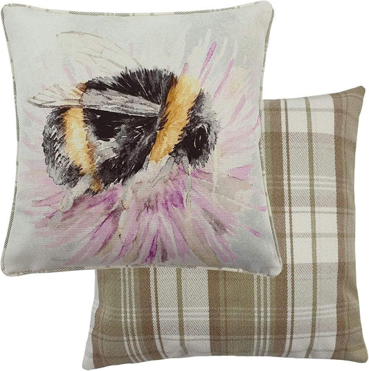 Evans Litchfield Interior Design Range Premium Watercolour Bee Square feather filled Cushion by Evans Lichfield