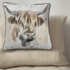 Evans Litchfield Interior Design Range Premium Watercolour Highland Cow Square feather filled Cushion Multicolour by Evans Lichfield